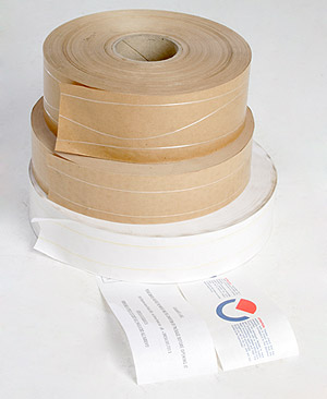 Bandă de hârtie gumată cu inserții 60 mm x 200 m pentru uz automat - kraft